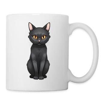 Schwarzer Kater süße Katze Comic Style - Tasse - Weiß - Rechts