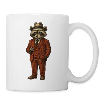 Élégant chef de la mafia raton laveur en costume avec un chapeau - Mug blanc - blanc - Droite