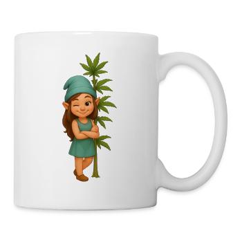Zwergin mit Cannabispflanze - Tasse - Weiß - Rechts