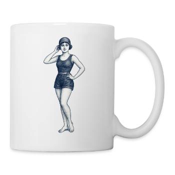 Illustration rétro vintage d’une fille confiante - Mug blanc - blanc - Droite