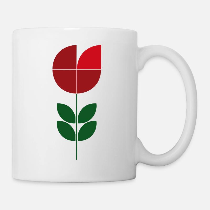 Fleur Minimaliste Rouge Vert - Mug blanc - blanc