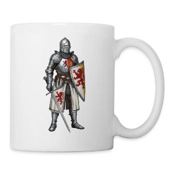 Knight in heraldic helmet with lion emblem - Mug - white - Right