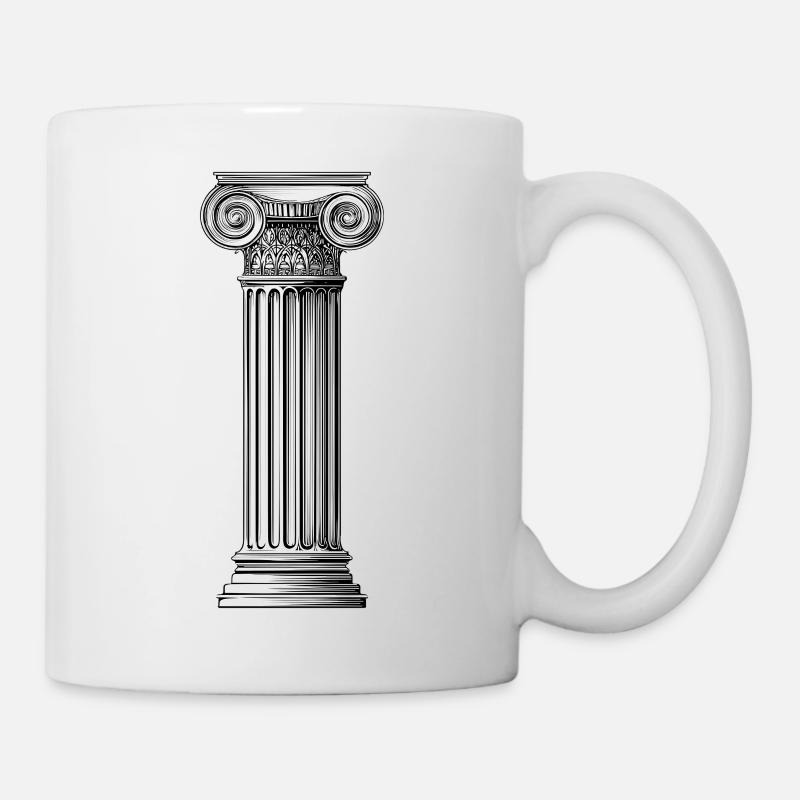 Greek Ionic Column – Minimalist Ancient Art - Mug - white