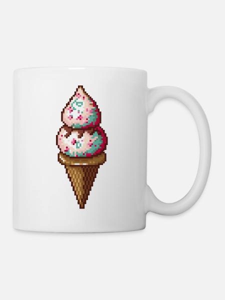 Pixel Eiscreme in Pixelkunst - Tasse - Weiß