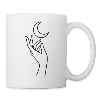 Hand with Moon Sketch – Mystical Motif - Mug - white - Right