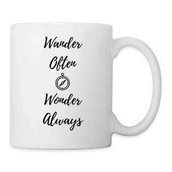 Wander Often, Wonder Always – Adventure Shirt - Mug - white - Right