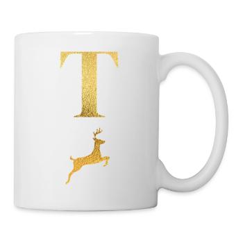 Letter t golden deer - gift idea - Mug - white - Right