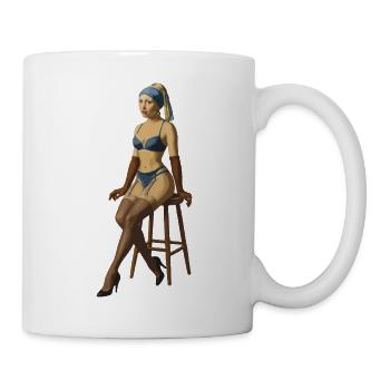 Mädchen mit dem Perlenohrring Pinup png - Tasse - Weiß - Rechts