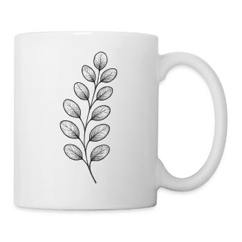 Graphitischer Blattzweig – Monochrom - Tasse - Weiß - Rechts