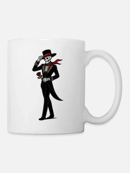 Skelett Mariachi Rose - Tasse - Weiß