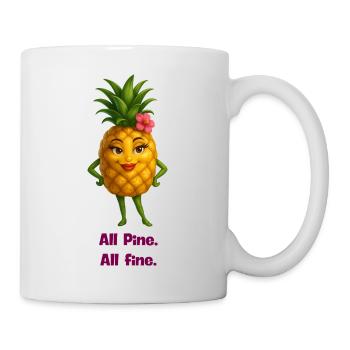 Cheerful pineapple figurine with hibiscus - Mug - white - Right