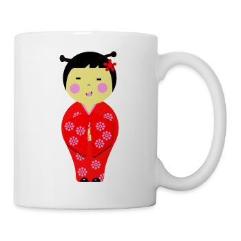 Petite Poupée Kokeshi Japonaise Kawaii - Mug blanc - blanc - Droite
