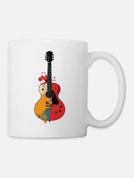 Bunte Gitarren Kunst Akustik Gitarre Motiv - Tasse - Weiß