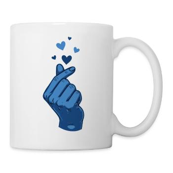 Kpop Koreanische Musik Blue Finger Heart Love - Tasse - Weiß - Rechts