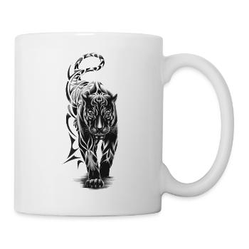 Tigre tribal - Gros félin noir et blanc - Mug blanc - blanc - Droite