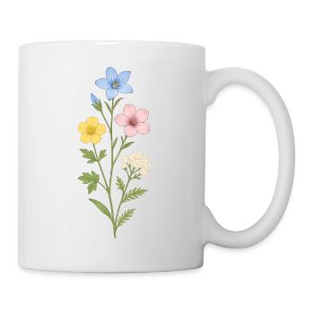 Trio aquarelle de fleurs sauvages - Mug blanc - blanc - Droite