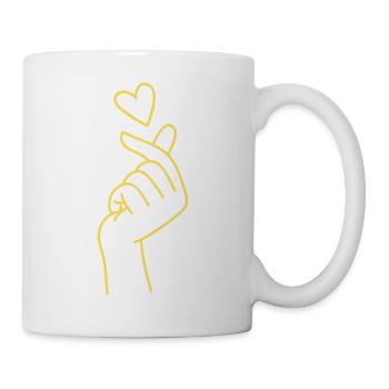 Goldenes Herz-Handzeichen - Tasse - Weiß - Rechts