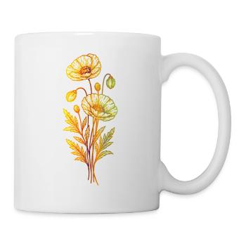 Style minimaliste d’art en ligne de coquelicot - Mug blanc - blanc - Droite