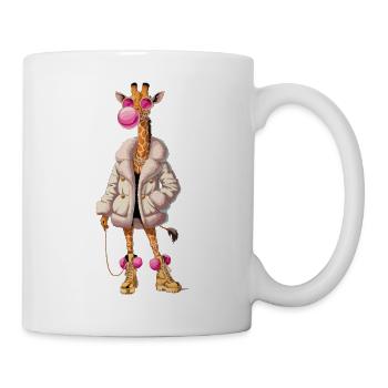 Cool giraffe with bubblegum street style animal motif - Mug - white - Right