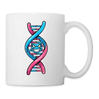 Neon-DNA mit grimmigem Gesicht - Tasse - Weiß - Rechts