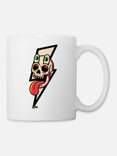 Neon-Schädel-Zunge platzt - Tasse - Weiß