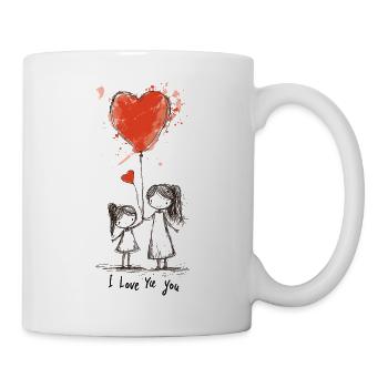 Heart Balloon Mother and Child Illustration for Love - Mug - white - Right