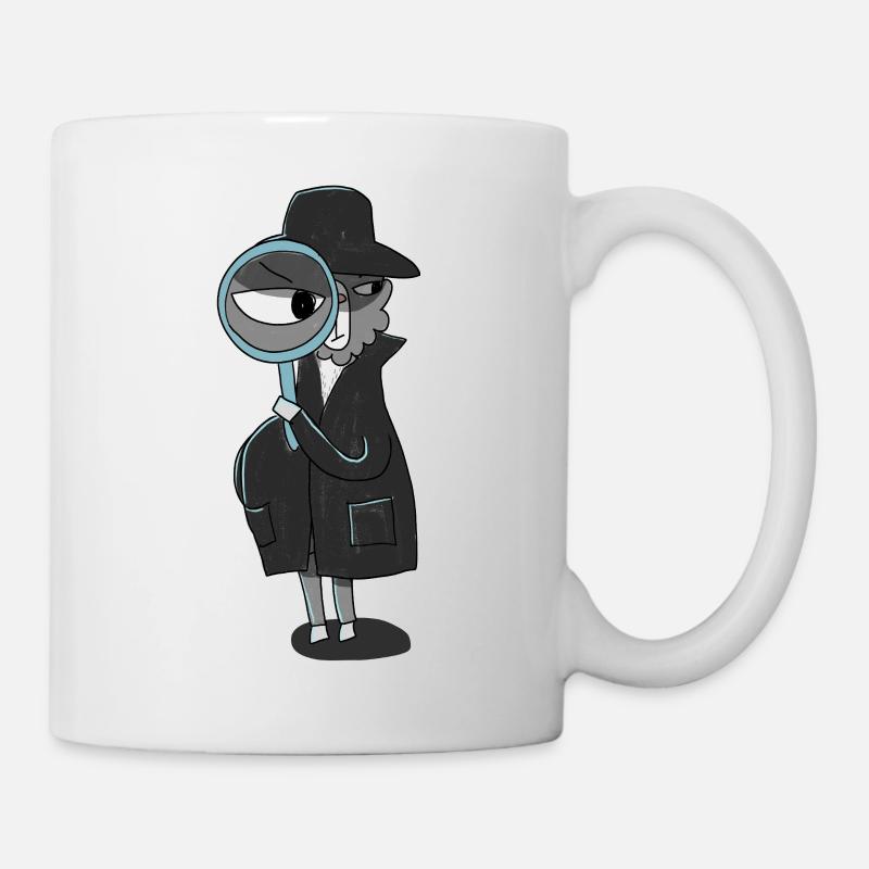 Détective lama à la loupe - Mug blanc - blanc