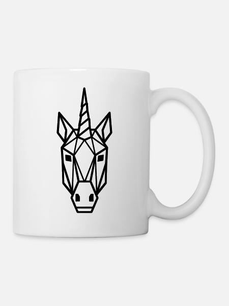 Geometric Unicorn Head Line Art (black) - Mug - white