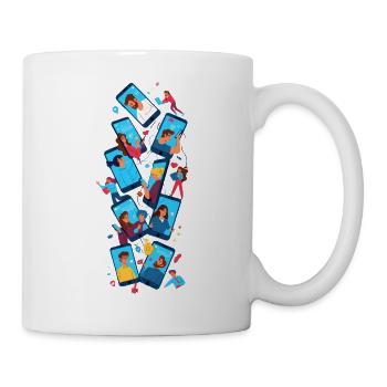 Digital connections: friendship via app - Mug - white - Right