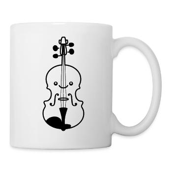 Geige Cartoon-Stil - Tasse - Weiß - Rechts