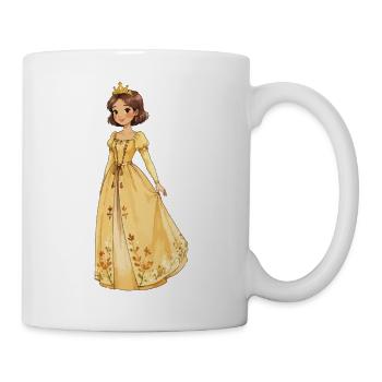 Gelbe Prinzessin Robe mit Blüten - Tasse - Weiß - Rechts