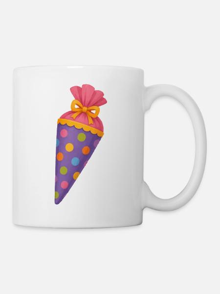 Bunte Schultüte für den ersten Schultag - Tasse - Weiß