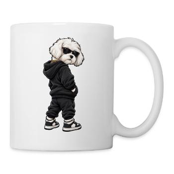Gangster Malteser im Streetwear Look - Tasse - Weiß - Rechts