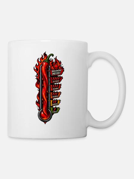 Brennende Chili Hitze Skala - Tasse - Weiß