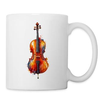 Wasserfarbene Violine – Farbexplosion - Tasse - Weiß - Rechts