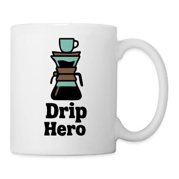 Drip Hero Kaffeefilter Logo - Tasse - Weiß - Rechts