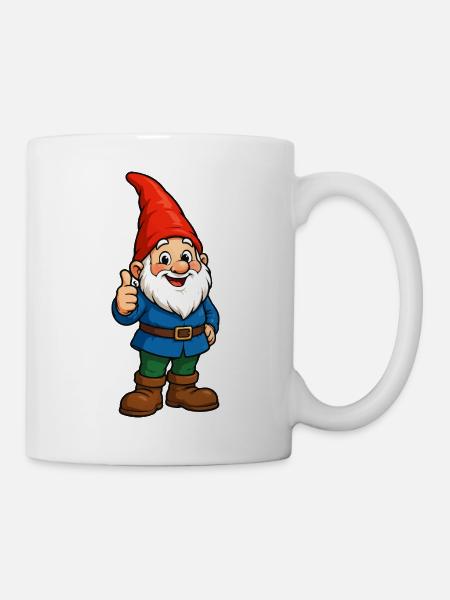 Fröhlicher Wichtel Daumenhoch - Tasse - Weiß