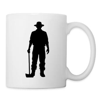 Bauer mit Hut und Schaufel Silhouette - Tasse - Weiß - Rechts