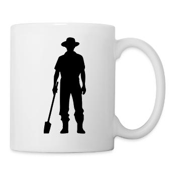 Farmer mit Spaten Silhouette - Tasse - Weiß - Rechts