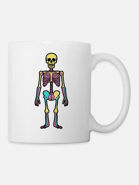 Stehendes Skelett Halloween Bunt - Tasse - Weiß
