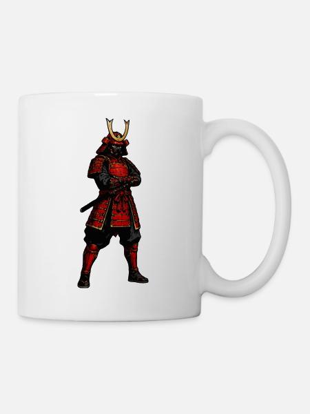 Roter Samurai Krieger - Tasse - Weiß