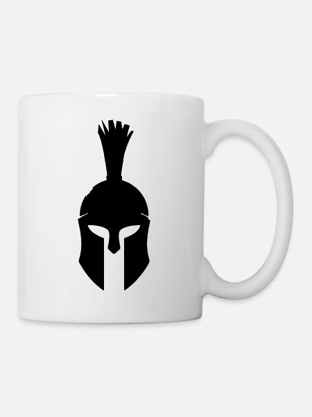 Spartanischer Kriegerhelm Silhouette - Tasse - Weiß