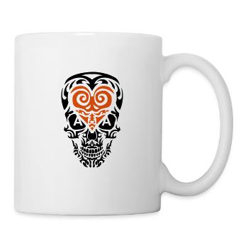 dead tete tribal skull as heart poker 1 - Mug - white - Right