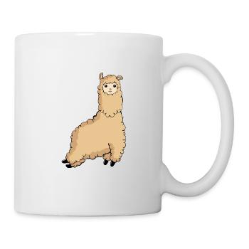 Süßer springender Alpaka springendes Lama fliegend - Tasse - Weiß - Rechts