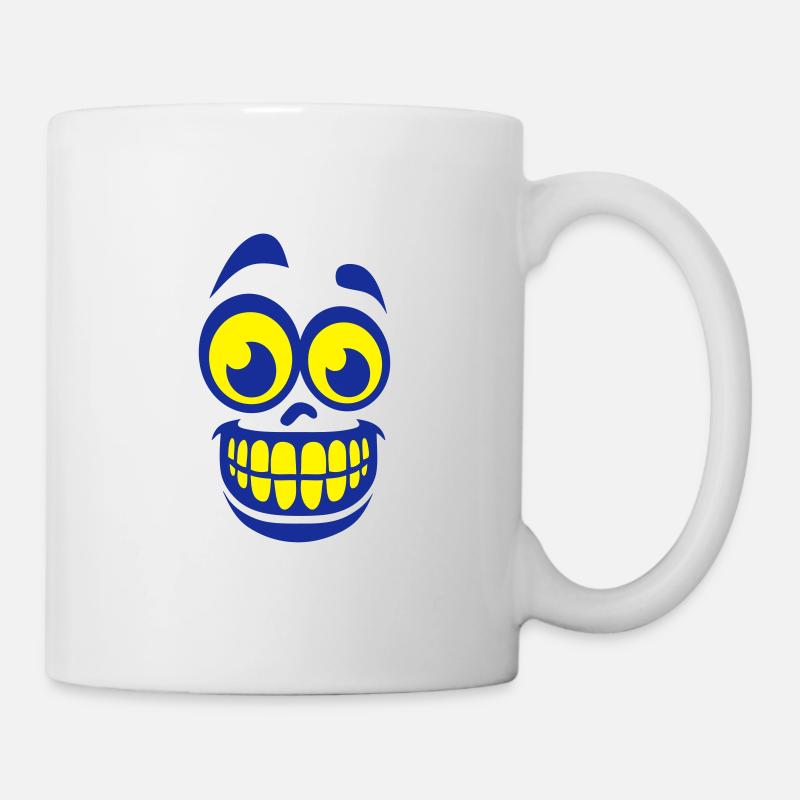 grand sourire dents oeil content - Mug blanc - blanc