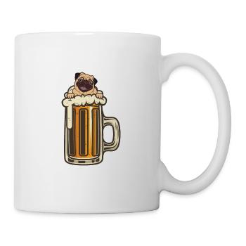 Carlin dans la fête de la bière Célébration Sarcasme du chien - Mug blanc - blanc - Droite