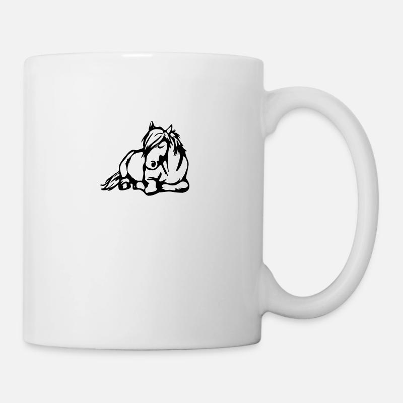 Lustiges freches Comic Pferd schlafend Geschenk - Tasse - Weiß