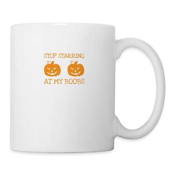 Scary Halloween Costume Shirt Stop Starring Boobs - Mug - white - Right