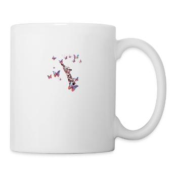 giraffe, schmetterlinge,hals,fliegen,bunt,malerei - Tasse - Weiß - Rechts