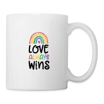 LIEBE SIEGT IMMER REGENBOGEN LIEBEN SHIRT GESCHENK - Tasse - Weiß - Rechts